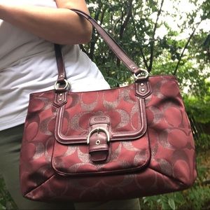 Coach purse, Wine with silver accents